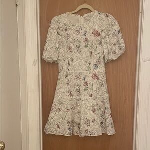 Gianni Bini Cream Floral Eyelet Dress size 6